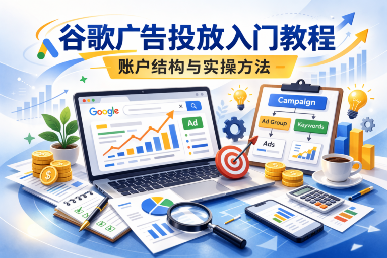 谷歌广告投放账户结构示意图与关键词优化流程展示