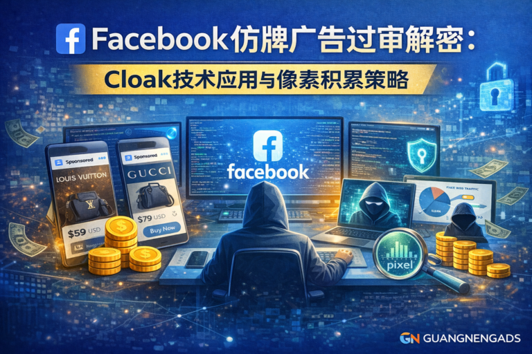 Facebook广告审核机制解析与像素积累策略示意图